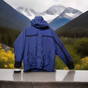 Extreme Women' Ski Hood Jacket Size M Periwinkle 4 Pockets Full Zip Hook‎ & Loop